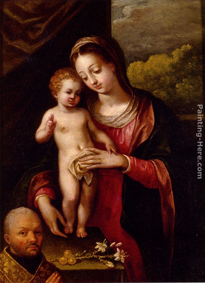 The Madonna And Child With A Donor painting - Lavinia Fontana The Madonna And Child With A Donor art painting